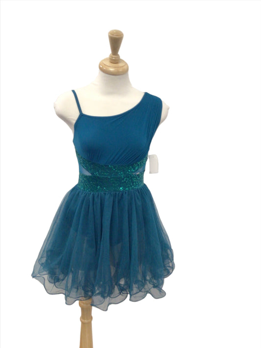 Teal Lyrical Dress with sequins