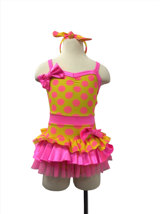 Yellow and Pink Polka Dot Tutu