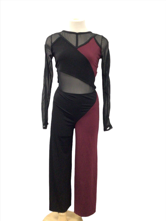 Black and Burgundy Unitard