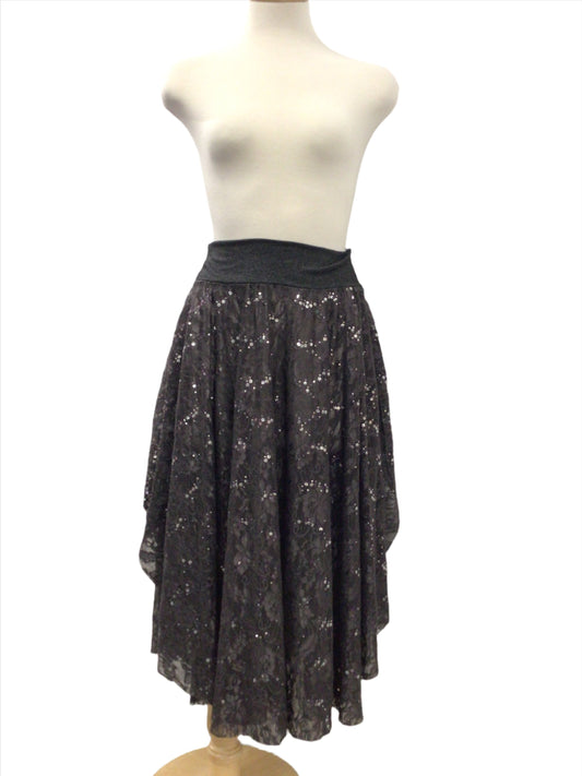 Grey Lace Sparkly Long Skirt