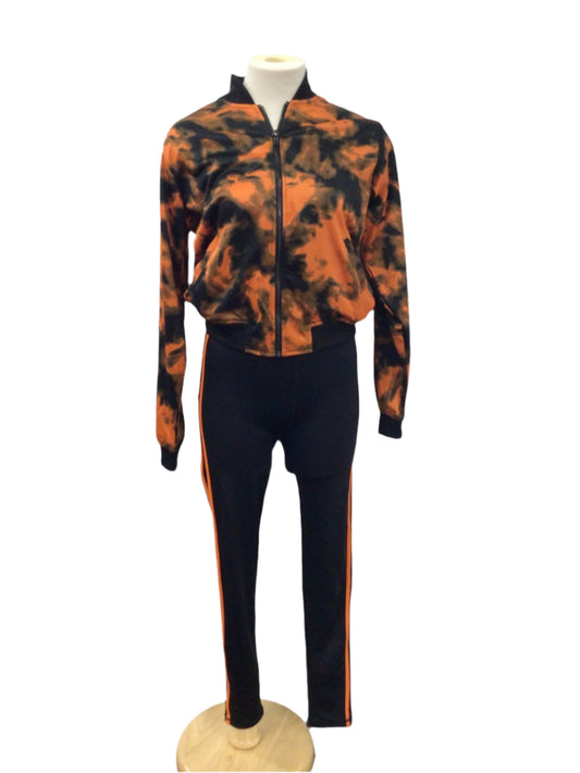 Orange and Black Hip Hop Track Suit