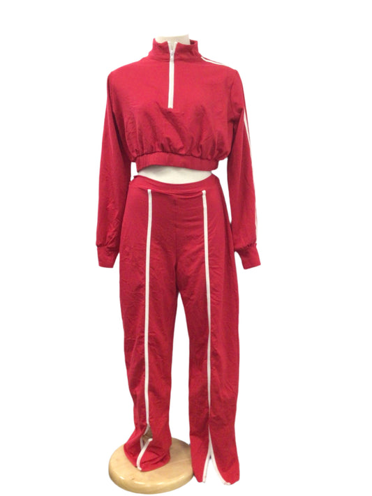 Red and White Jogging Suit