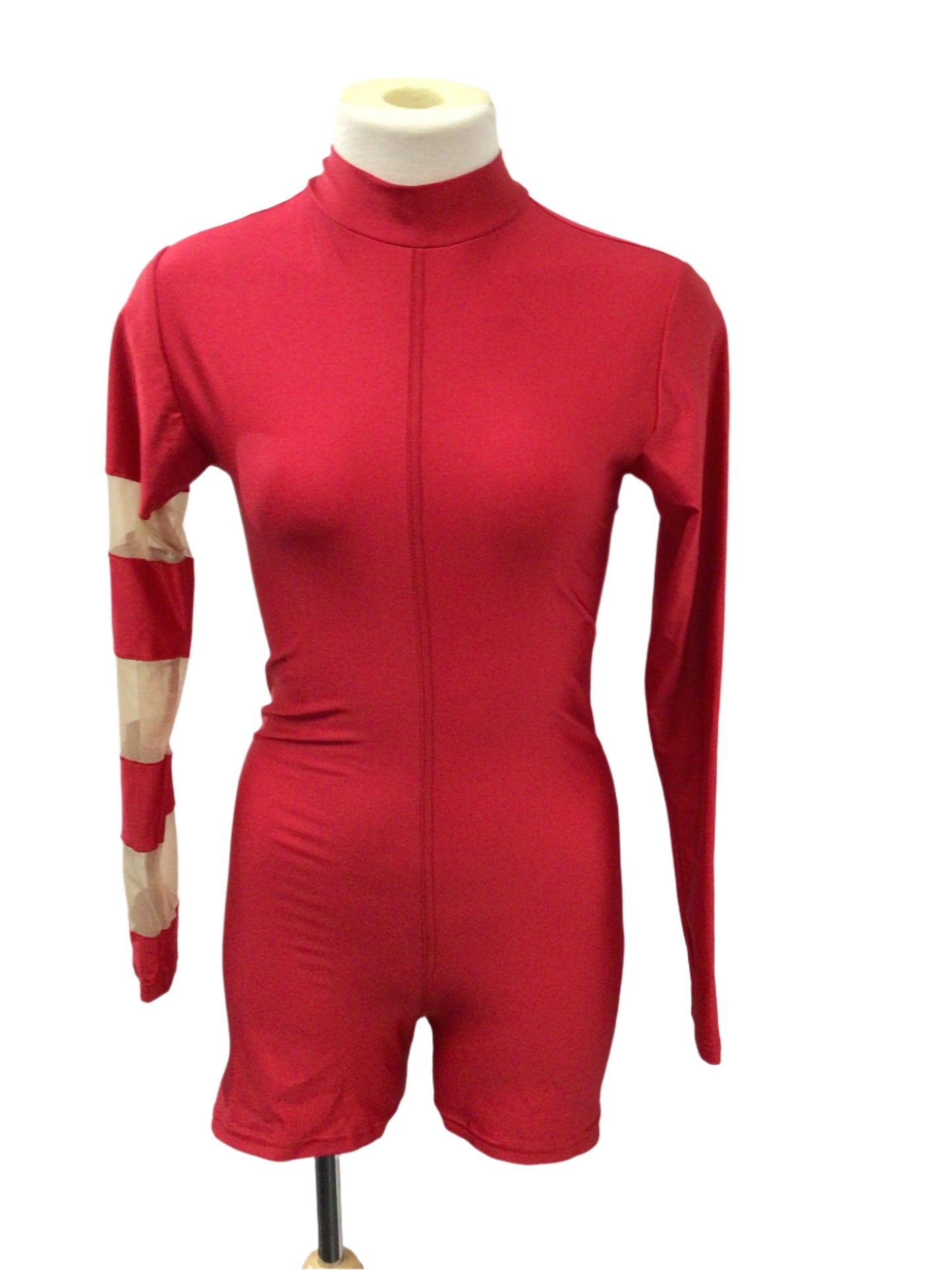 Red Long Sleeve Biketard