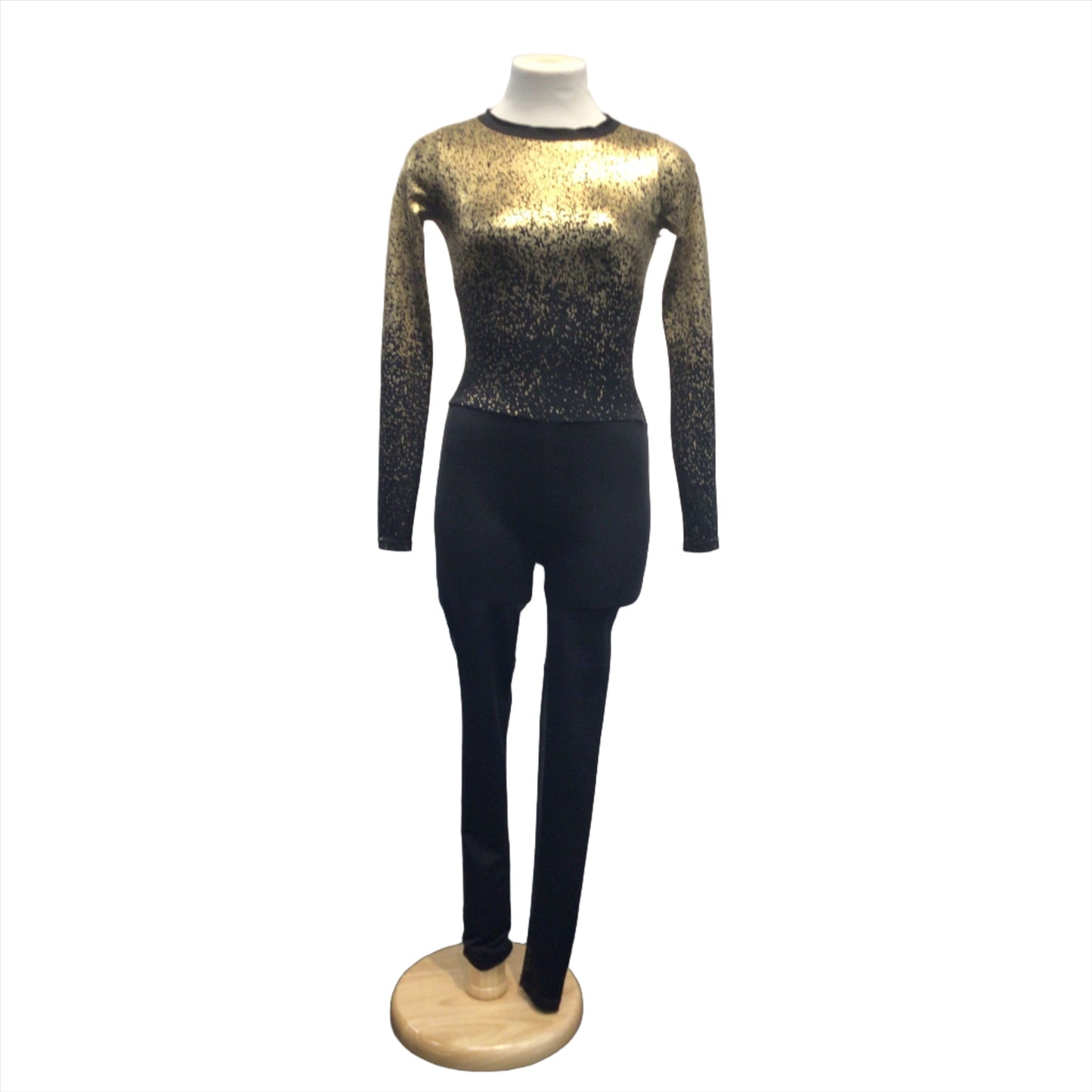 Black Unitard with Speckled Gold Designs