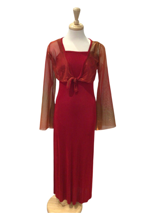 Red Spaghetti Strap Dress with Shrug