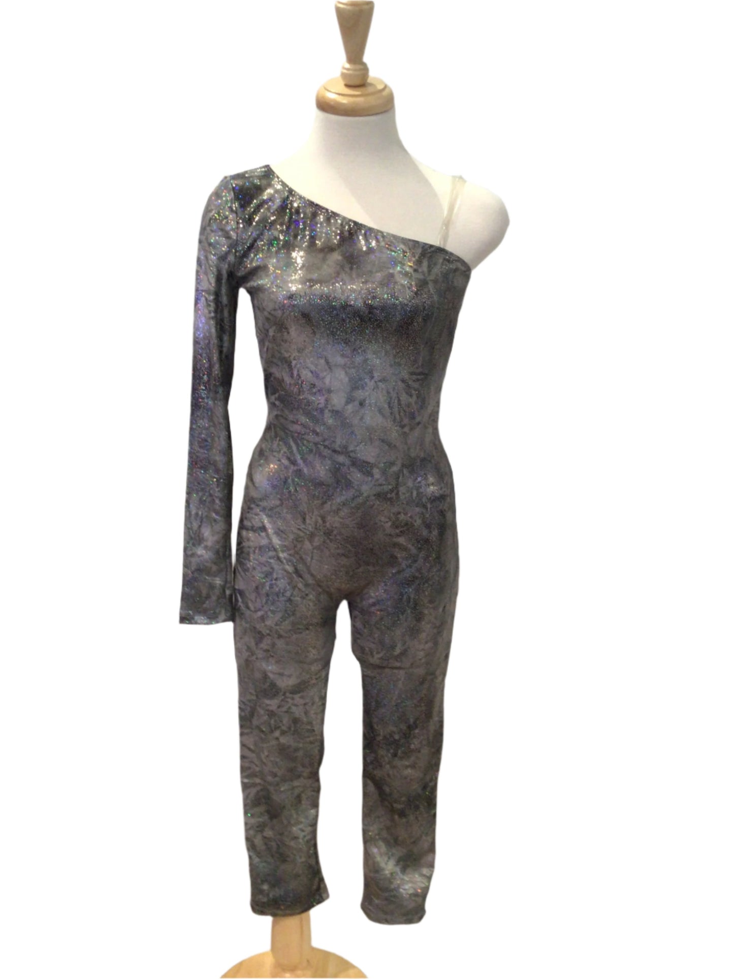 Silver One Sleeve Unitard