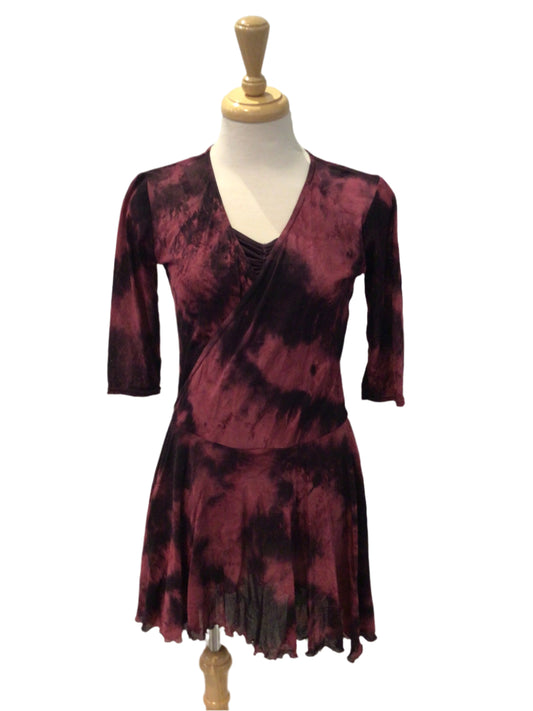 Dark Pink Tie Dye Mesh Dress