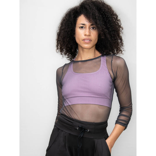 Body Wrappers Boatneck Mesh Top