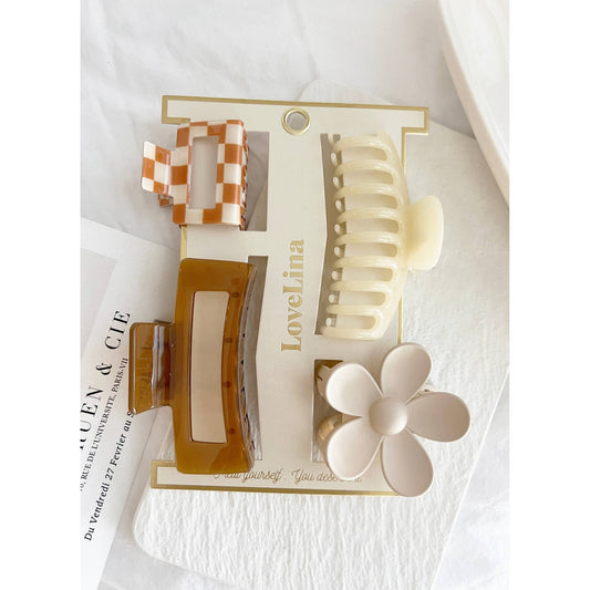 LoveLina 4-Pack Assorted Clips - CARAMEL